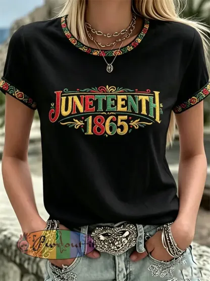 Women’s Juneteenth Design Print Casual T-Shirt