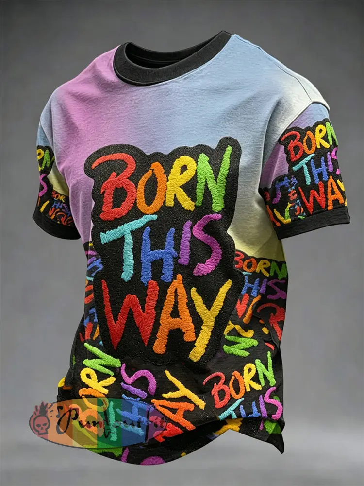 Men’s Pride Month ’Born This Way ’ Printed Short Sleeve T-shirt
