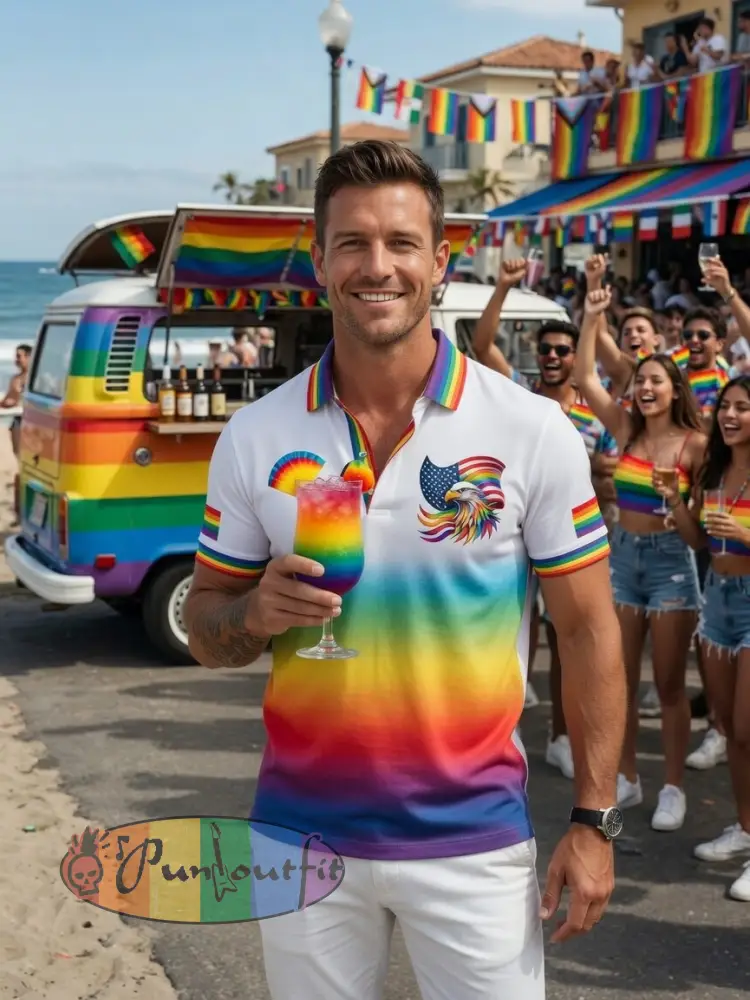 Men’s Pride Rainbow Month Polo Shirt