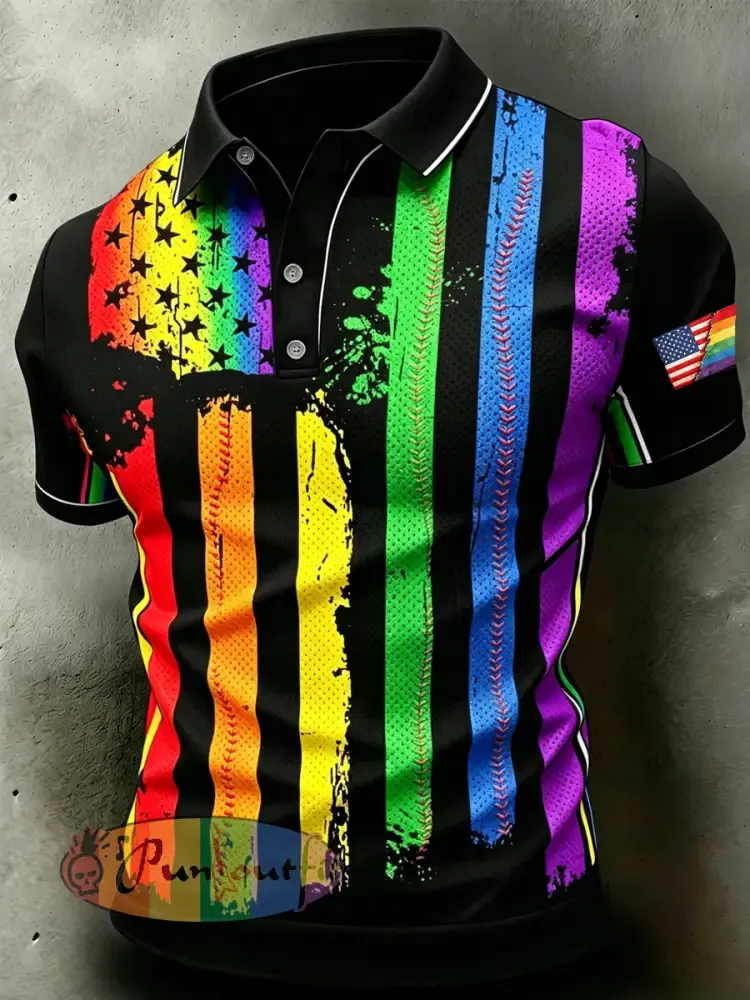 Men’s Pride Month Rainbow Flag Printed Short Sleeve Top