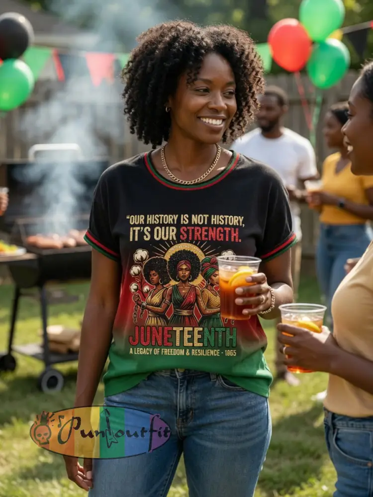 Women’s Retro June Festival Gradient Casual T-Shirt