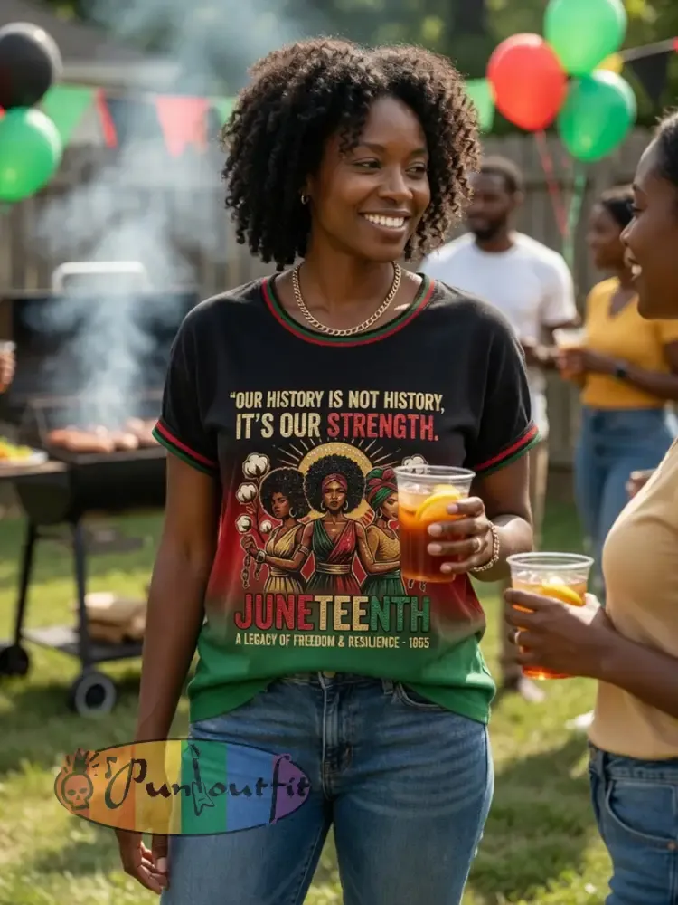 Women’s Retro June Festival Gradient Casual T-Shirt
