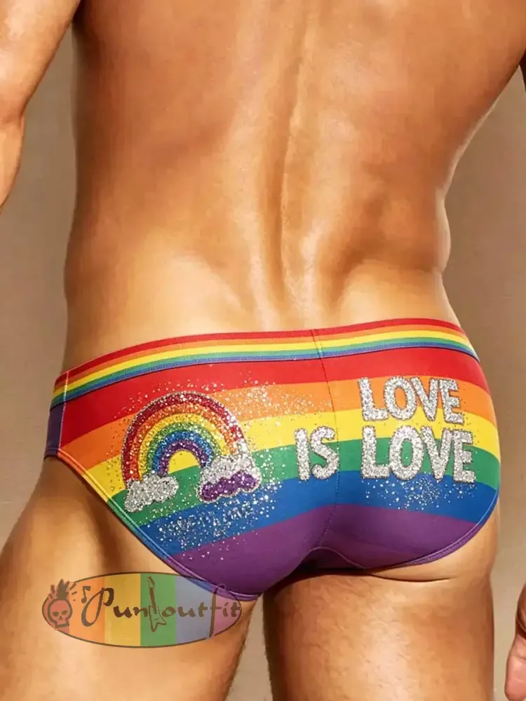 Men’s Retro Rainbow Pride Month Pattern Printed Underwear