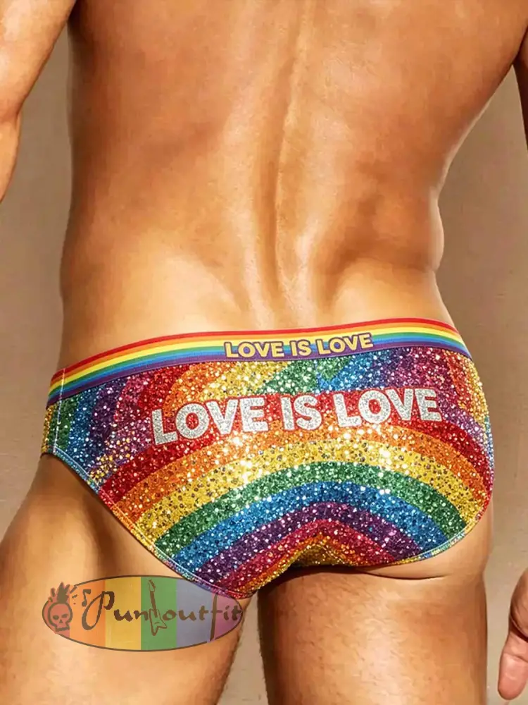 Men’s Retro Rainbow Pride Month Pattern Printed Underwear