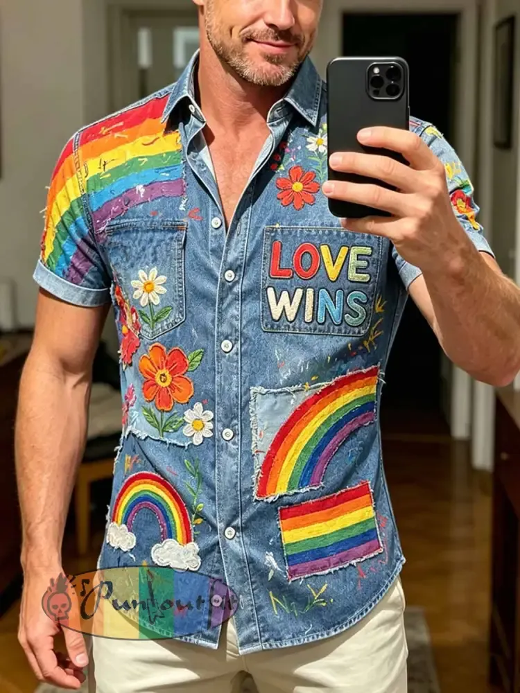 Men’s Pride Month Print Casual Shirt