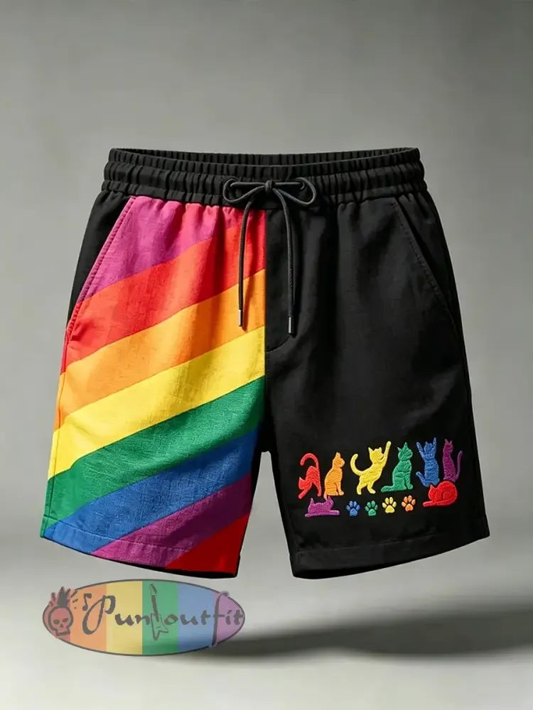 Men’s Pride Month Rainbow Art Printed Shorts