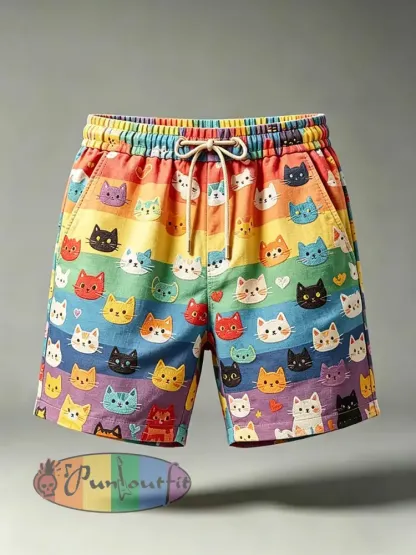 Men’s Pride Month Rainbow Art Printed Shorts