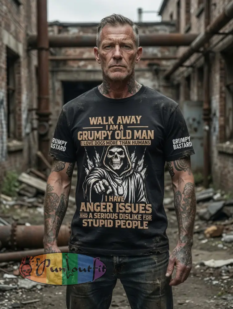 Men's Grumy Old Man Printed Vintage Fashion Loose Short Sleeve T-Shirt
