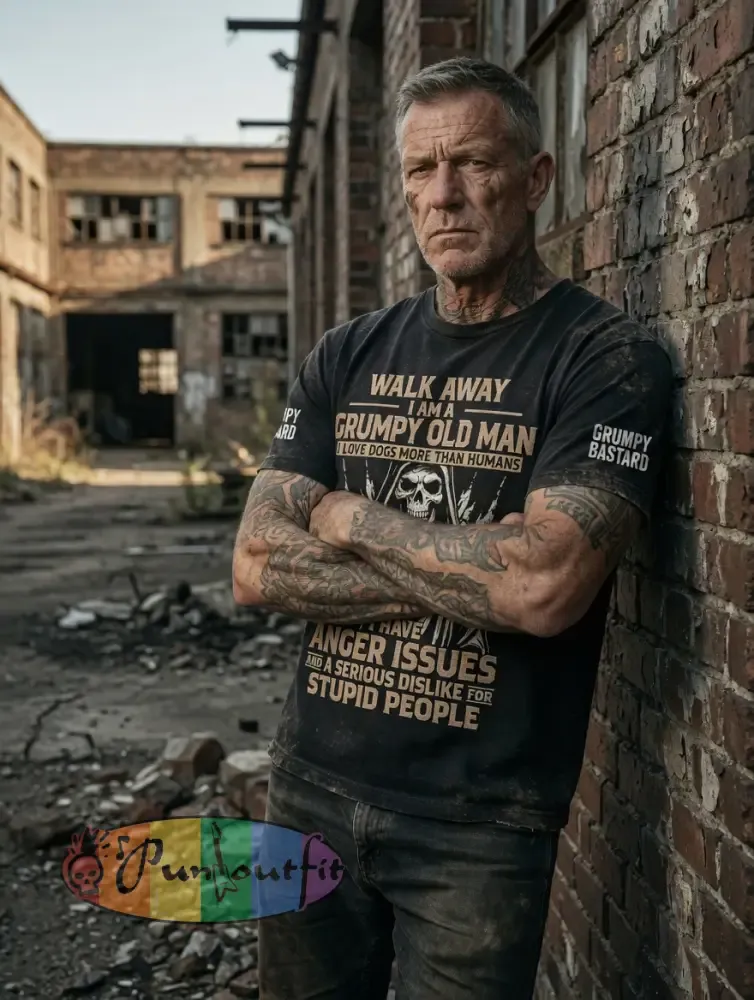 Men's Grumy Old Man Printed Vintage Fashion Loose Short Sleeve T-Shirt