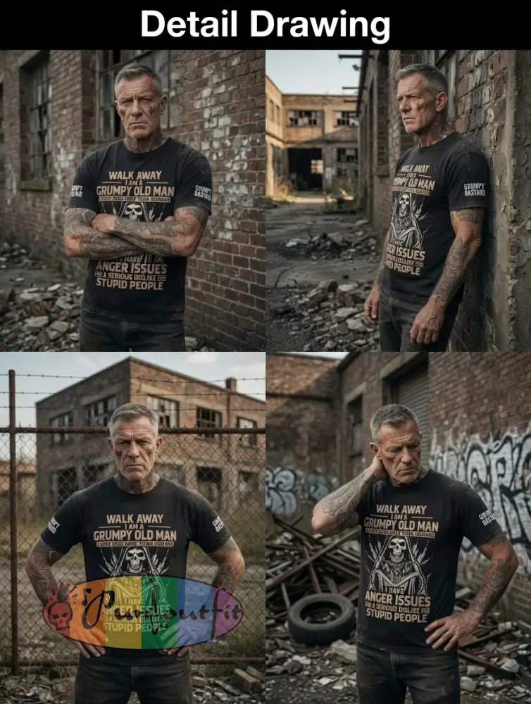 Men's Grumy Old Man Printed Vintage Fashion Loose Short Sleeve T-Shirt
