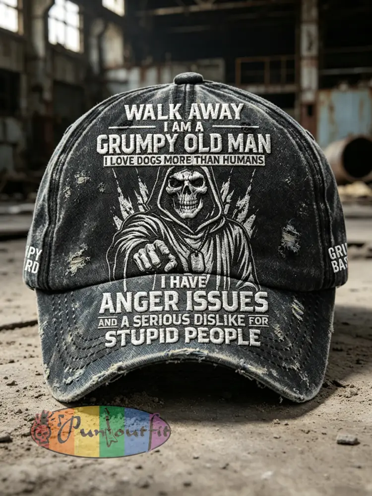 Men’s Grumy Old Man Printed Washed Hat