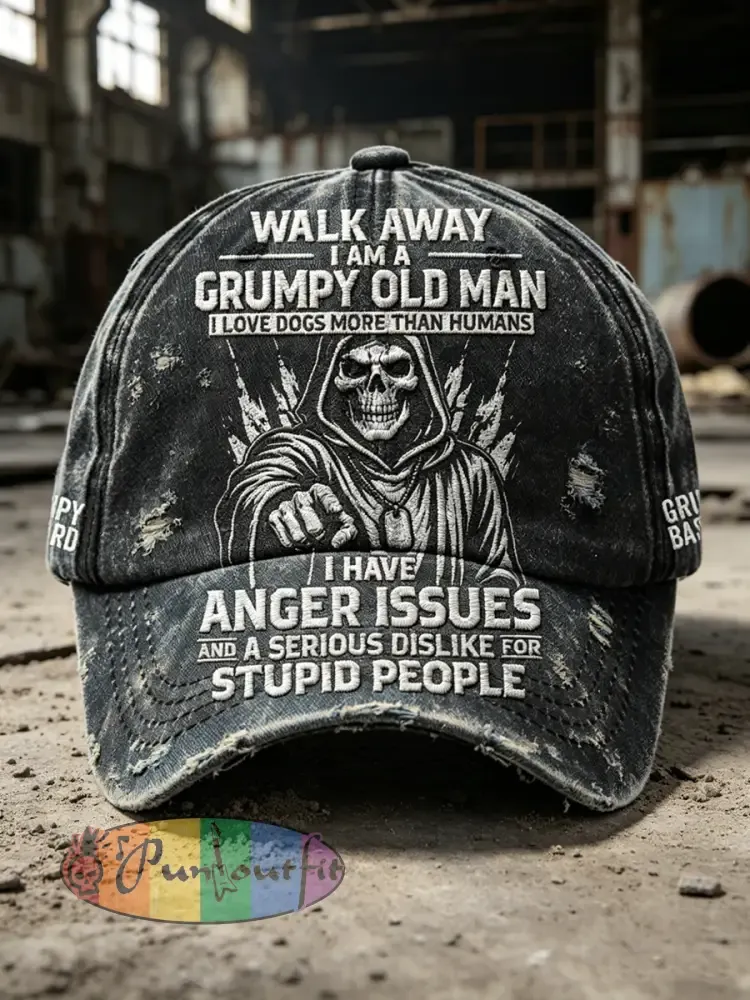 Men’s Grumy Old Man Printed Washed Hat