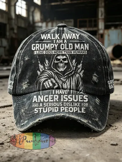 Men’s Grumy Old Man Printed Washed Hat