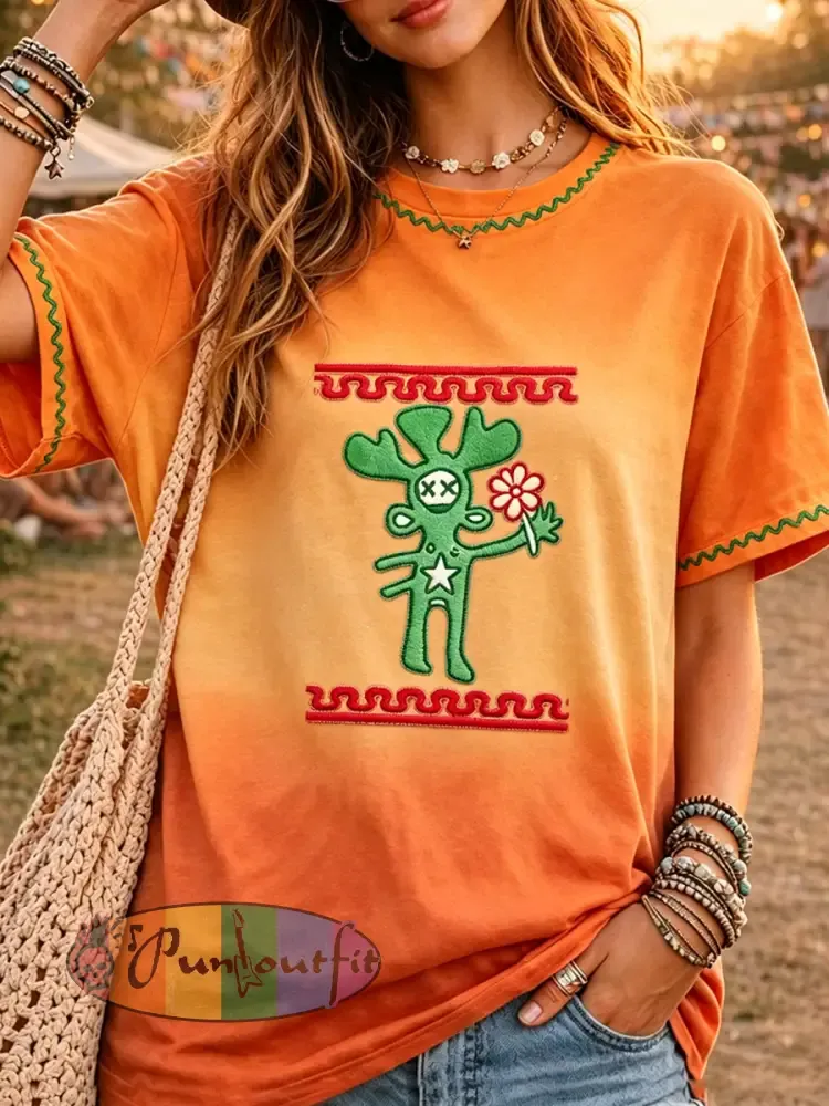 Women’s Music Festival Printed Vintage Fashion Loose Short Sleeve T-Shirt
