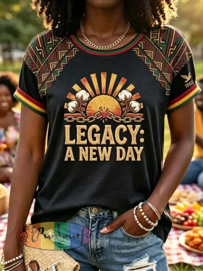 Women’s Juneteenth Freedom O-Neck Casual Short Sleeve T-Shirt