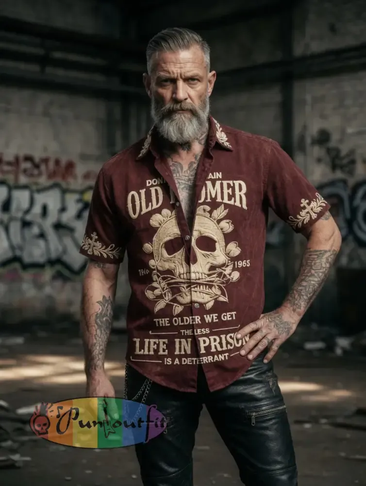 Men’s Grumy Old Man Print Casual Short Sleeved Shirt
