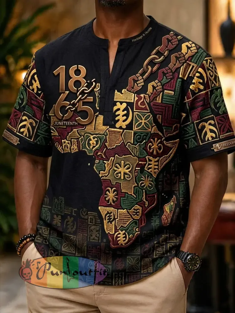 Men’s Vintage Juneteenth 1865 Casual V-Neck T-Shirt