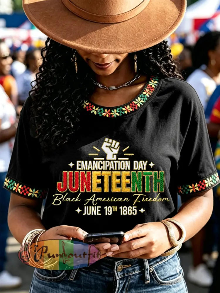 Women’s Juneteenth EMANCIPATION DAY Print Casual Tee