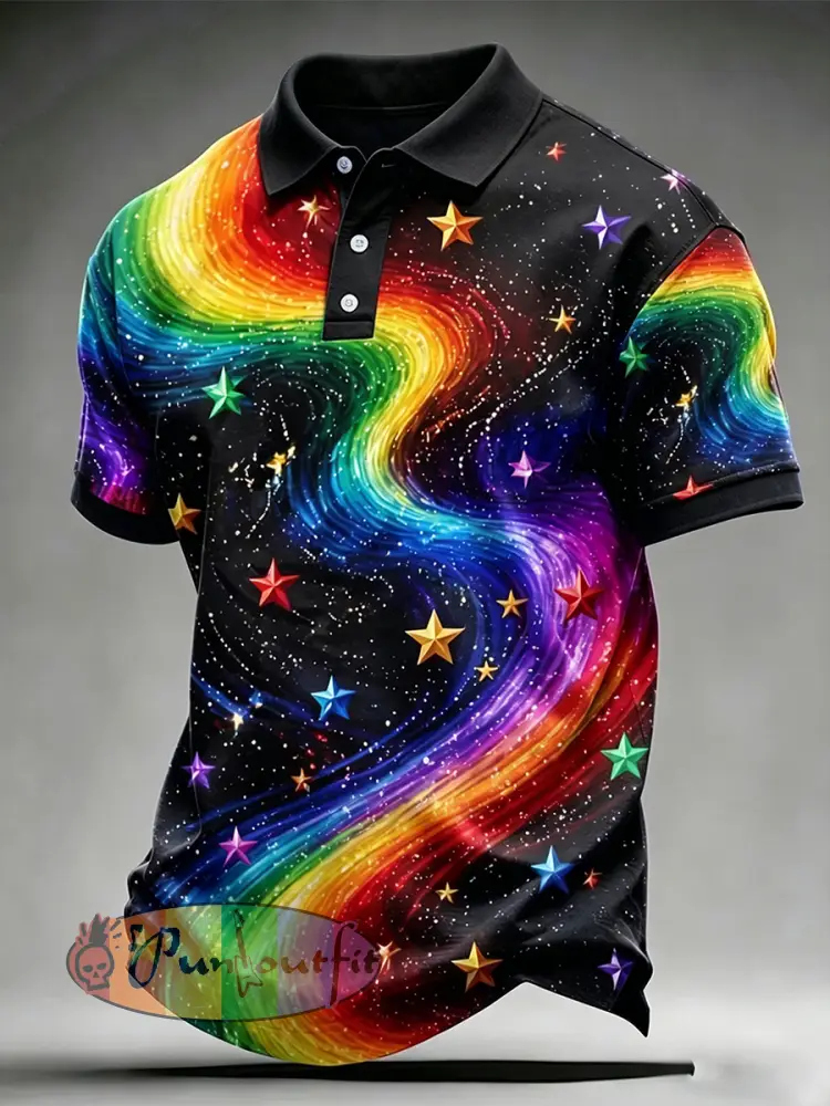 Men’s Pride Month Rainbow Art Printed Short Sleeve Top