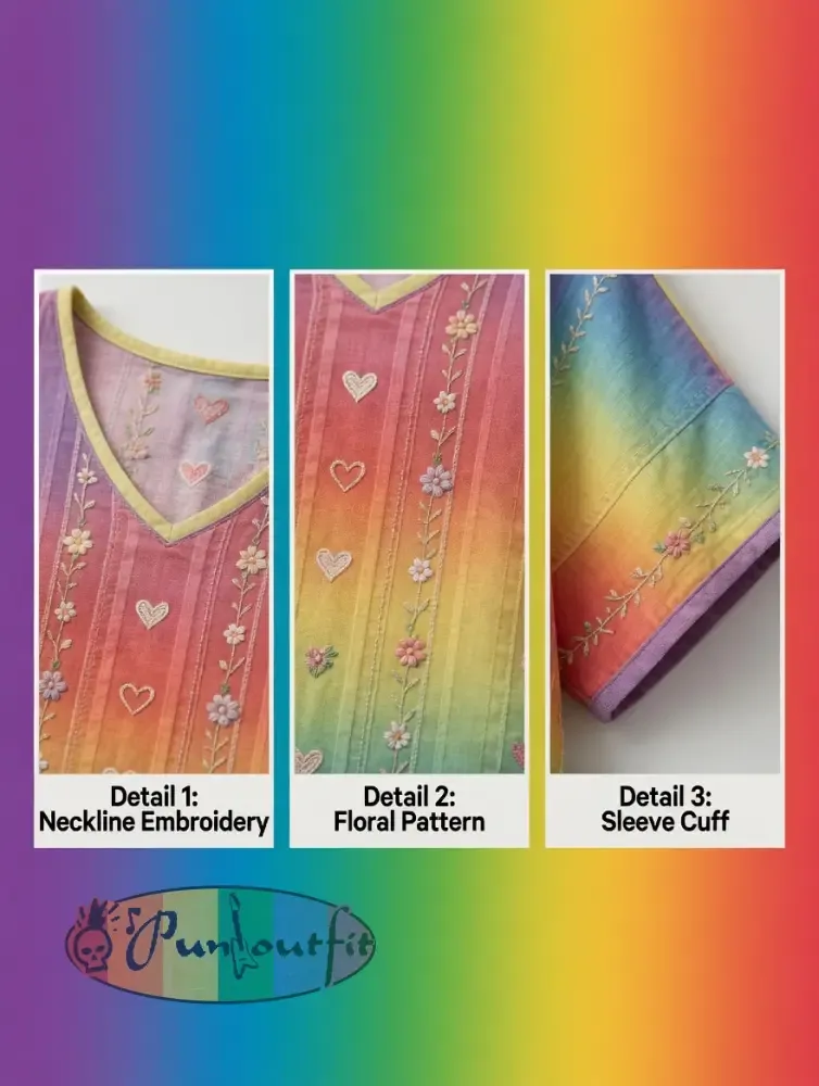 Women’s Rainbow Floral Art Printed T-Shirt