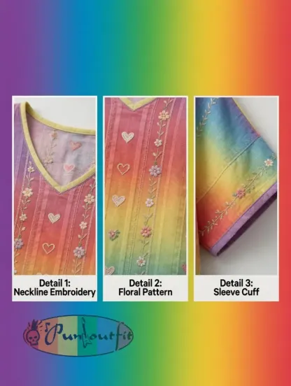 Women’s Rainbow Floral Art Printed T-Shirt