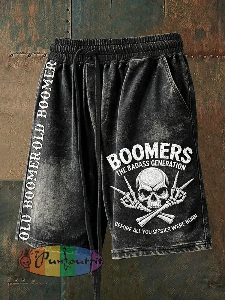 Men’s Don’t Piss Off Old Peopel Print Drawstring Shorts