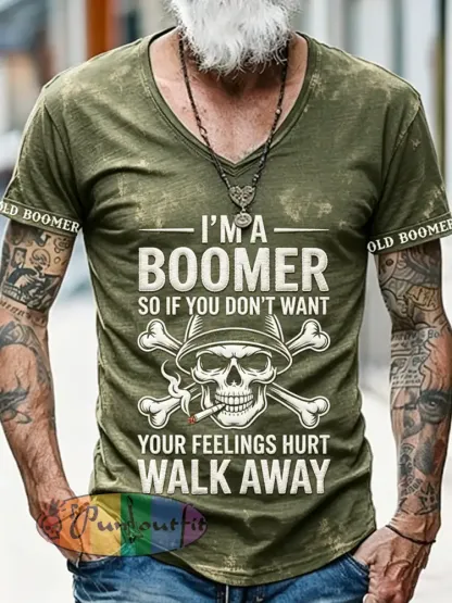 Men’s Don’t Piss Off Old Peopel Printed Vintage Fashion Loose Short Sleeve T-Shirt
