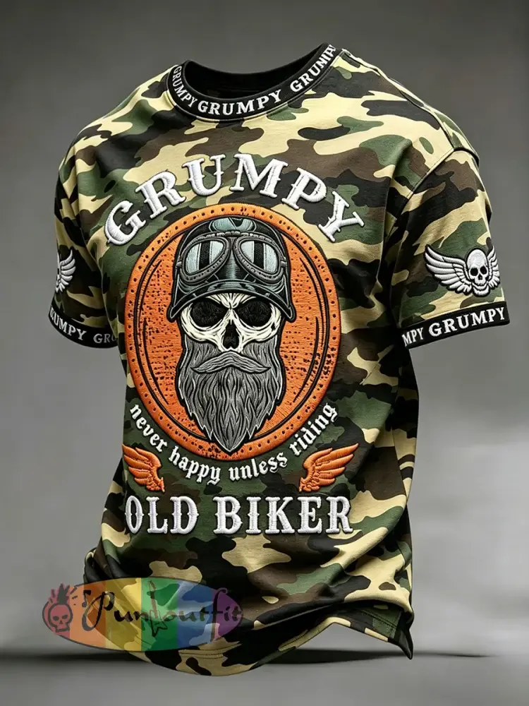 Men’s ’grumpy old biker’ camo T-shirts