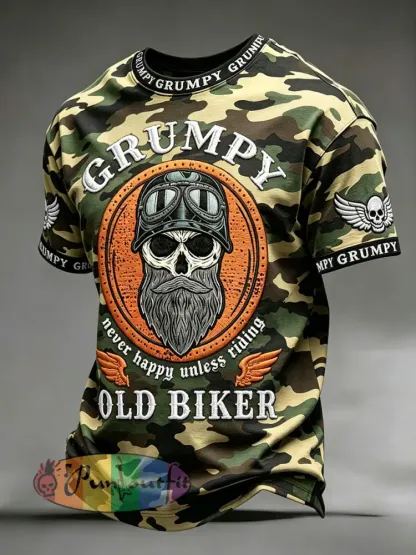Men’s ’grumpy old biker’ camo T-shirts