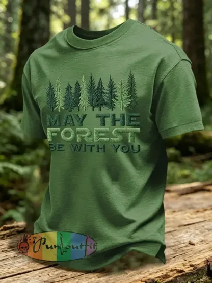 Men’s May The Forest Be With You Print T-Shirt