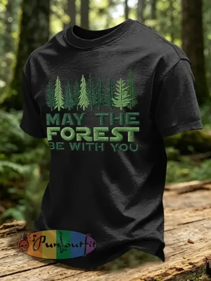 Men’s May The Forest Be With You Print T-Shirt