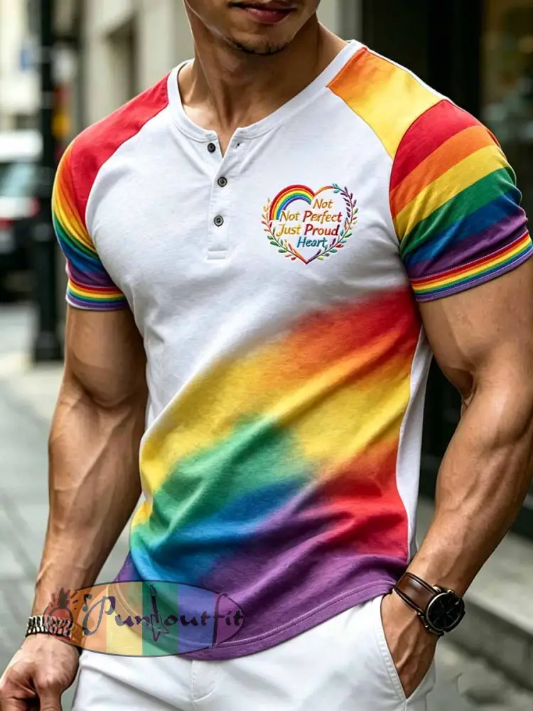 Men’s Rainbow Floral Art Printed T-Shirt