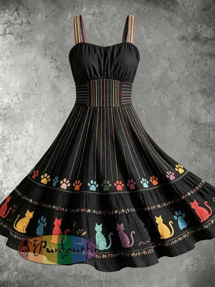 Women’s Rainbow Floral Art Printed Dress