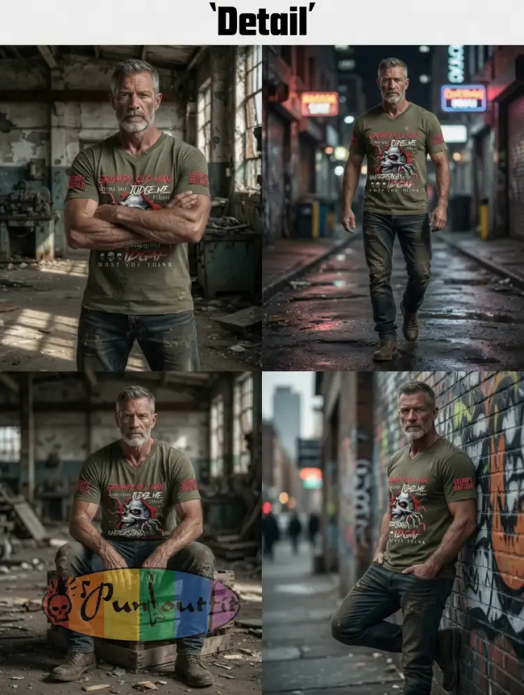 Men’s Grumy Man Printed Vintage Fashion Loose Short Sleeve T-Shirt