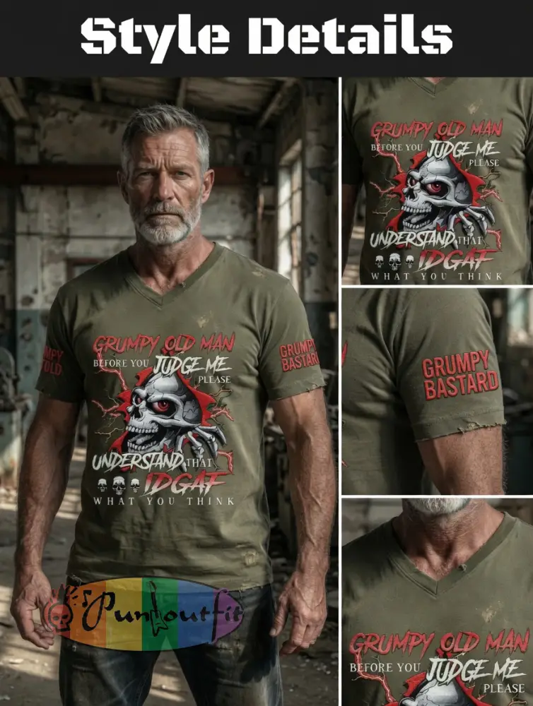 Men’s Grumy Man Printed Vintage Fashion Loose Short Sleeve T-Shirt