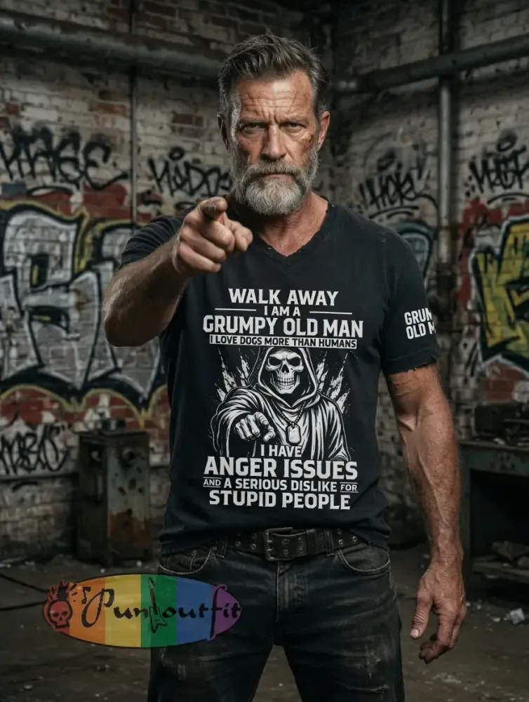 Men's Grumy Man Printed Vintage Fashion Loose Short Sleeve T-Shirt