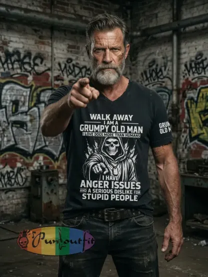 Men's Grumy Man Printed Vintage Fashion Loose Short Sleeve T-Shirt