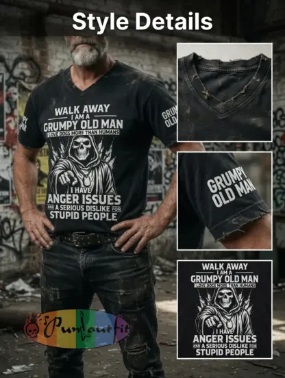 Men's Grumy Man Printed Vintage Fashion Loose Short Sleeve T-Shirt