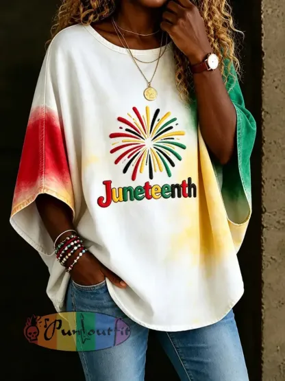 Women’s Junteenth Print Top - White · S