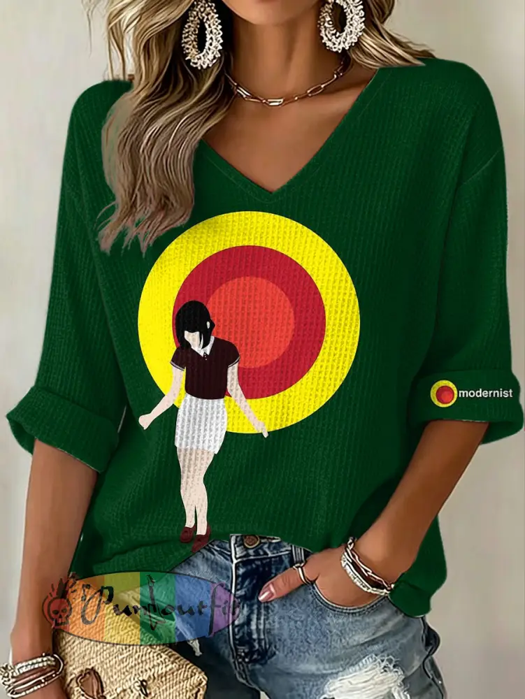 Women’s UK Mods Music Lover Printed Waffle T-shirt