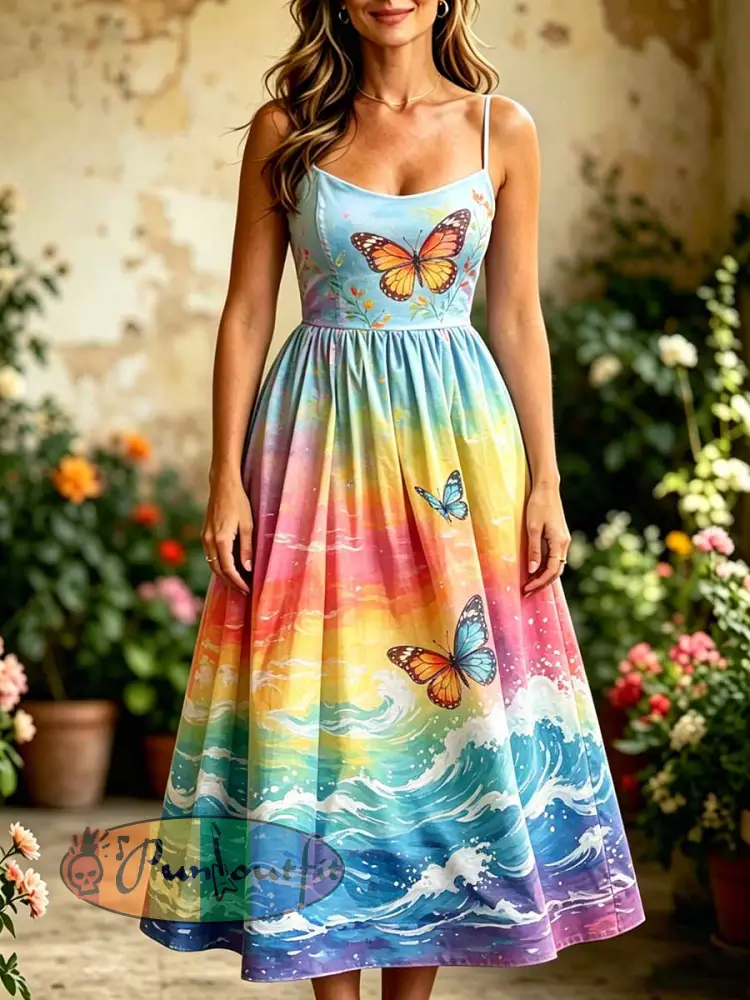 Women’s Fashion Pride Month Rainbow Print Casual Dress