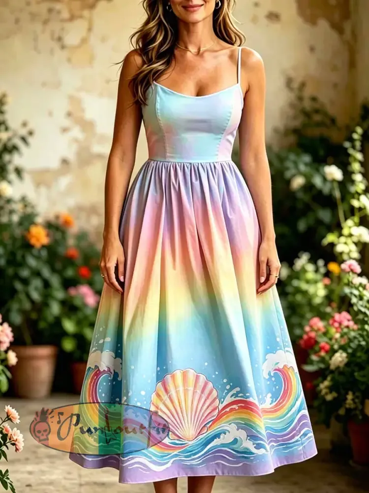 Women’s Fashion Pride Month Rainbow Print Casual Dress