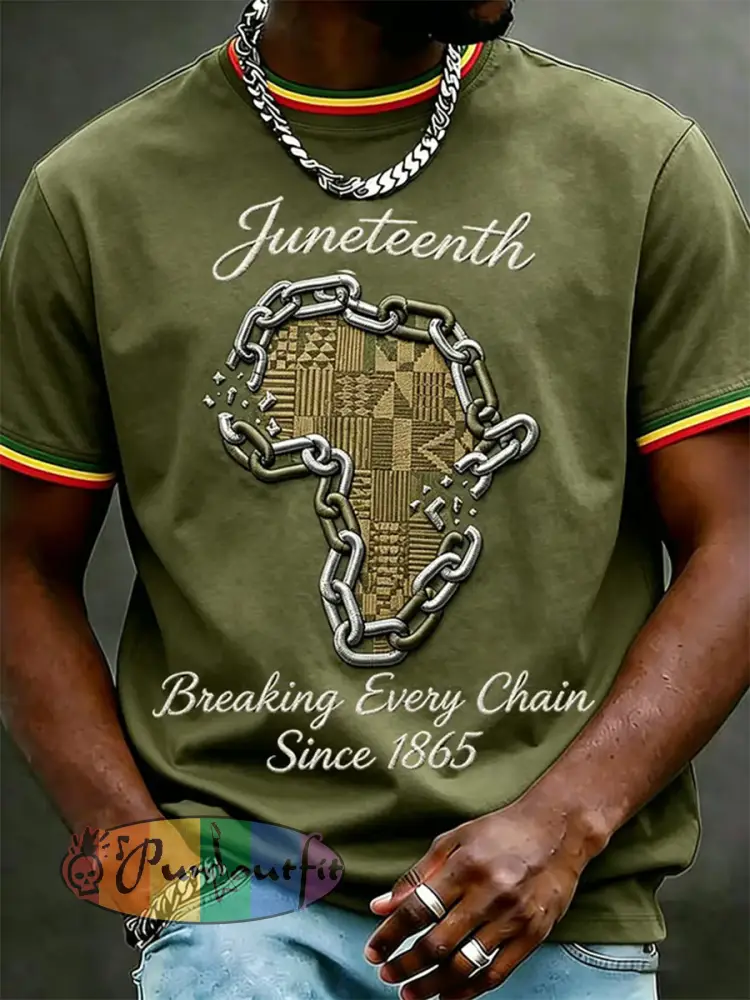 Men’s Juneteenth Breaking Every Chain Since 1865 Print Tee