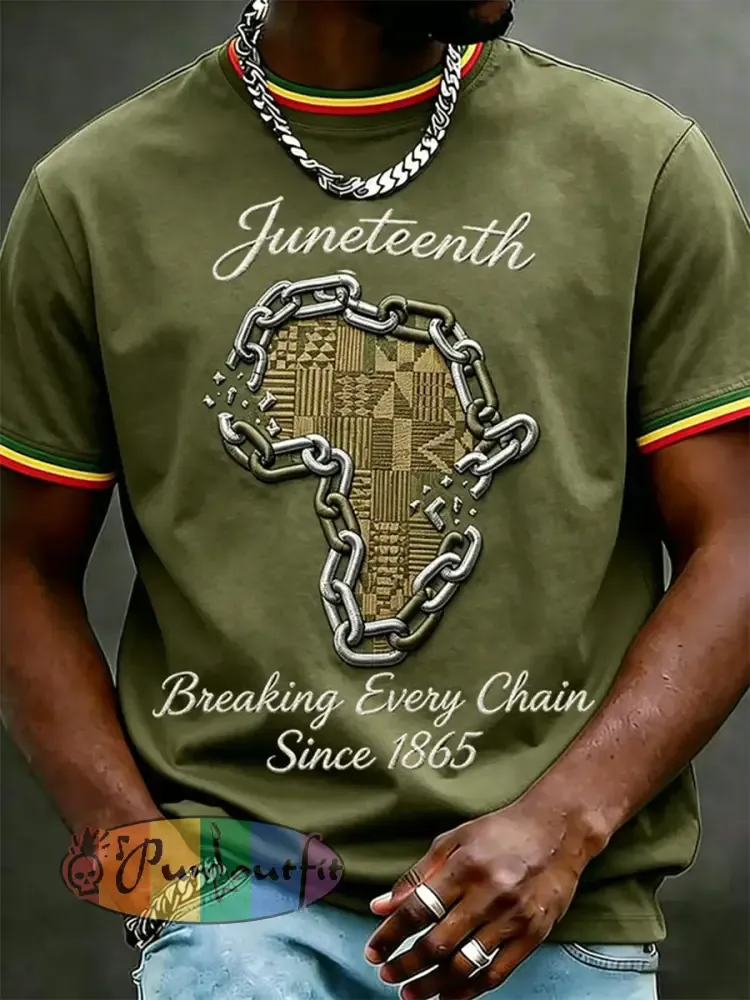Men’s Juneteenth Breaking Every Chain Since 1865 Print Tee