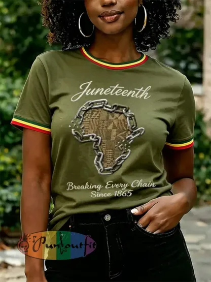 Women’s Juneteenth Breaking Every Chain Since 1865 Print Tee