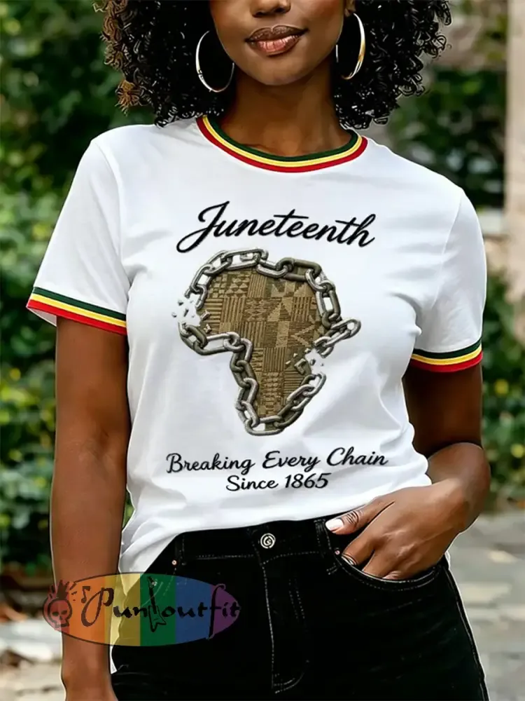 Women’s Juneteenth Breaking Every Chain Since 1865 Print Tee