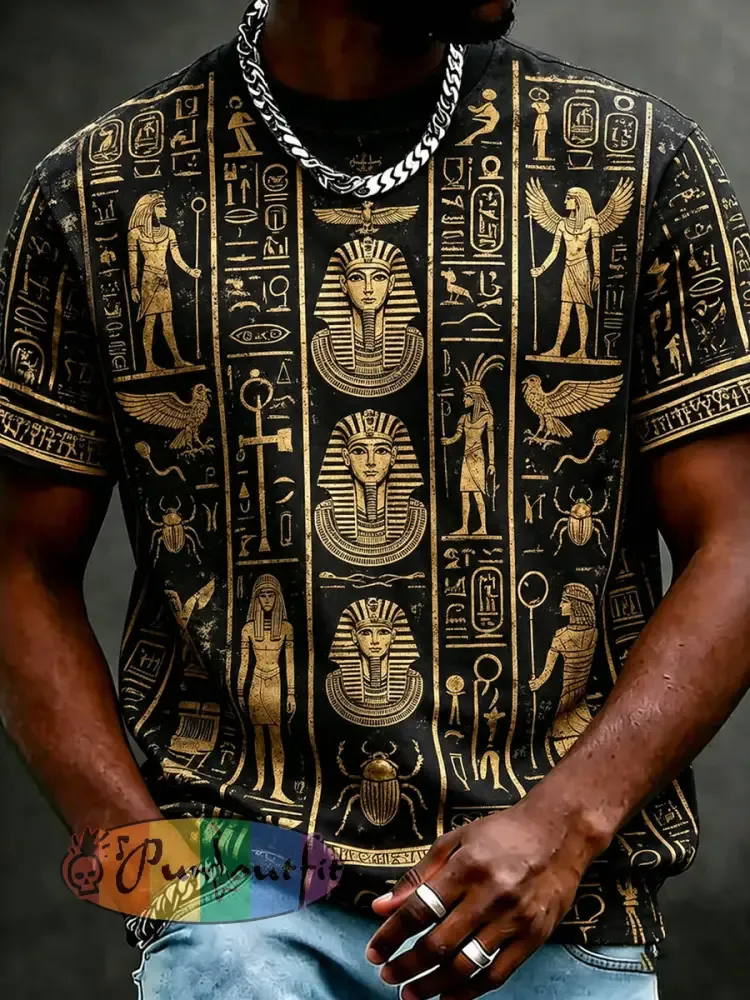 Men’s Egyptian Civilization Print Short Sleeves T-shirt