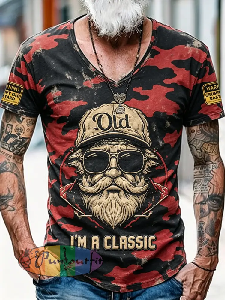 Men’s Old Fuckers Club Printed Vintage Fashion Loose Short Sleeve T-Shirt