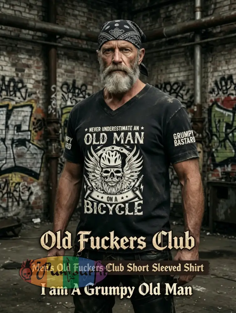 Men’s Old Fuckers Club Printed Vintage Fashion Loose Short Sleeve T-Shirt