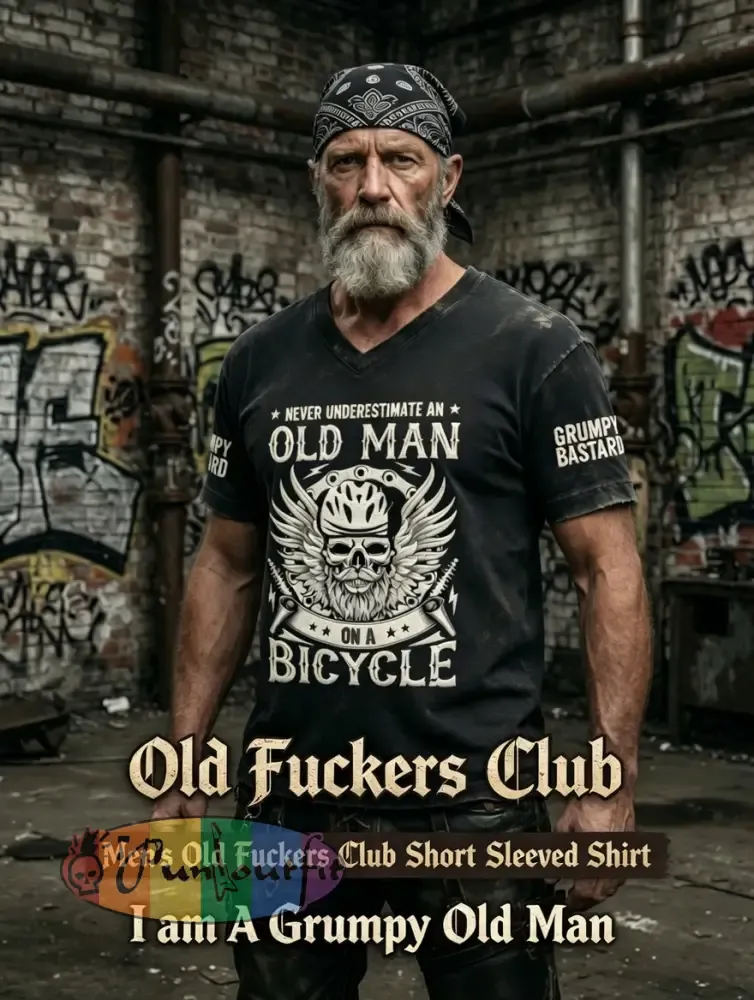 Men’s Old Fuckers Club Printed Vintage Fashion Loose Short Sleeve T-Shirt
